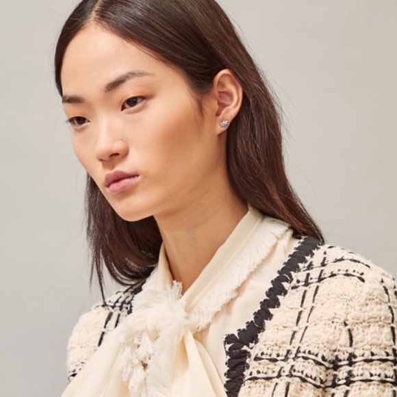 TORY BURCH • Silver Small Kira Stud Earrings - Picture 3 of 7